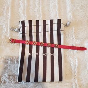 Henri Bendel Red Pave Petal Leather Bracelet *NEW*